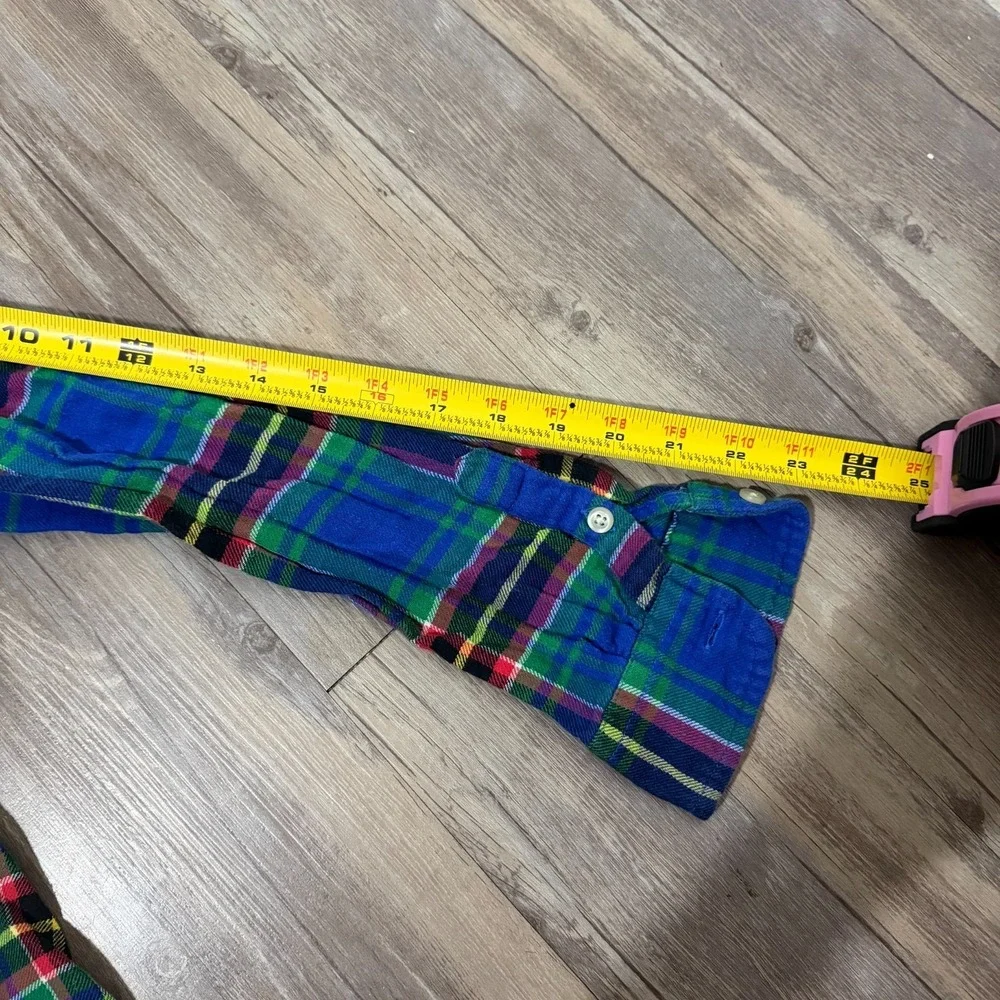 Ralph Lauren Flannel Shirt Boys 18-20 Blue Multi Plaid Pony Logo Button‎ Down